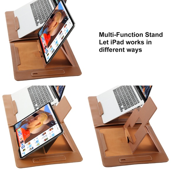 Leather Laptop carry case with foldable computer stand + tablet stand - Picture 11 of 11